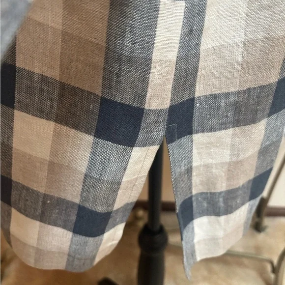 ORVIS 100% IMPORTED LINEN CASUAL CLASSIC BLUE&TAN PLAID BLAZER JACKET SZ 14 - Picture 8 of 14